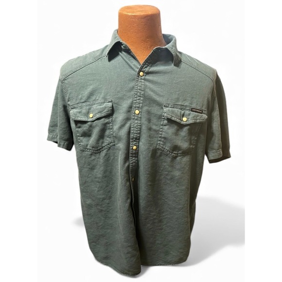 Lucky Brand Other - Lucky Brand Mens Washed and Worn Short Sleeve Button Up Shirt Green LG